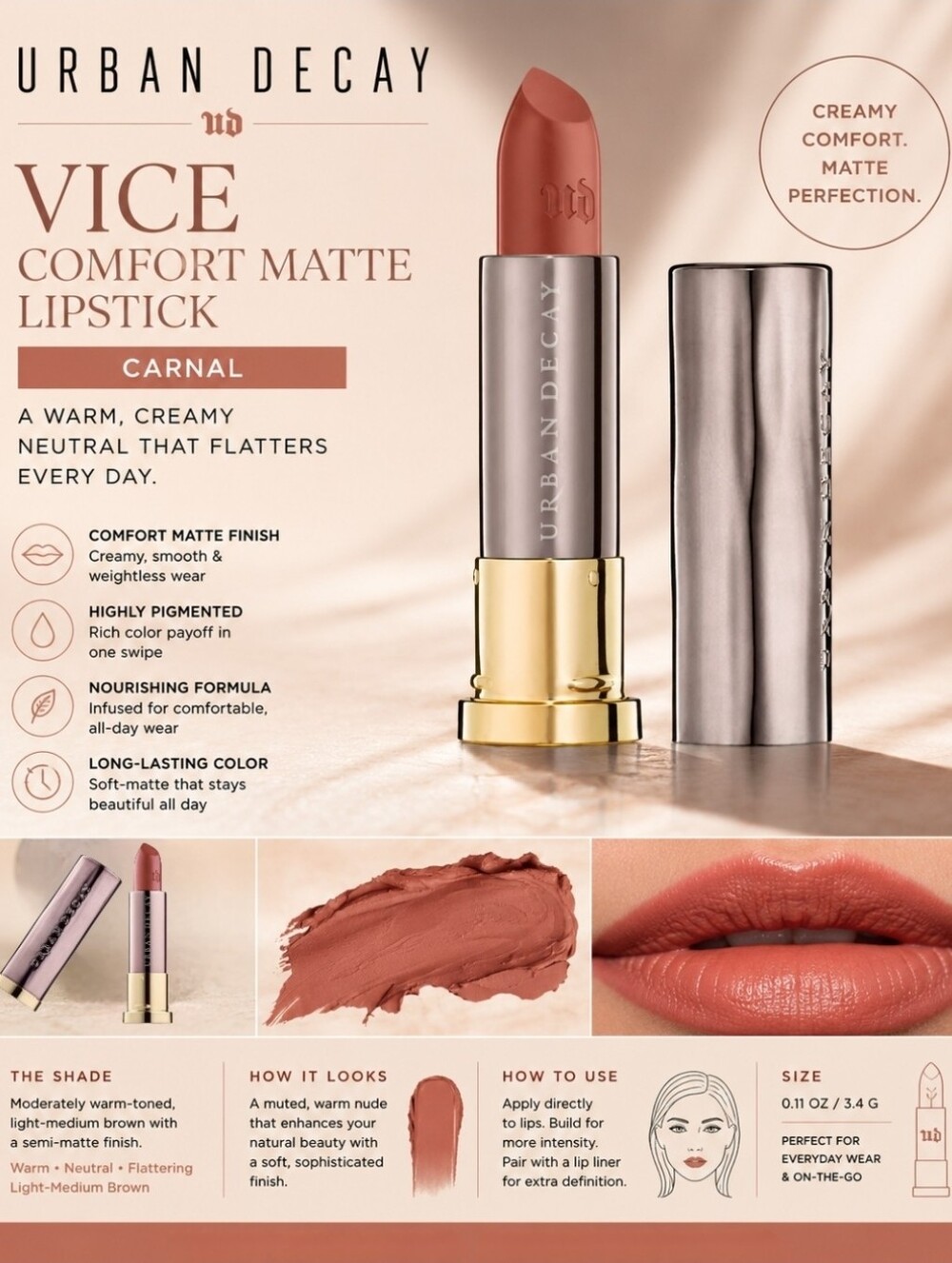 Urban Decay Vice Comfort Matte Lipstick “Carnal”